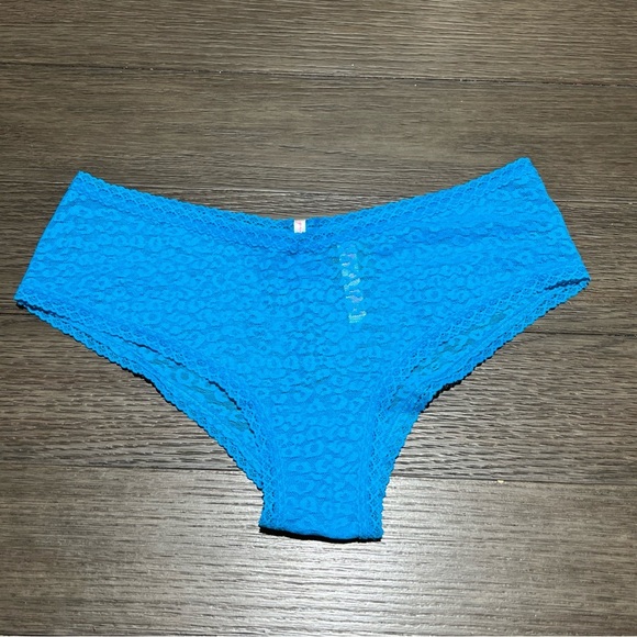 Victoria's Secret PINK Floral Lace Sheer Turquoise Cheeky Panty Large - Picture 1 of 11